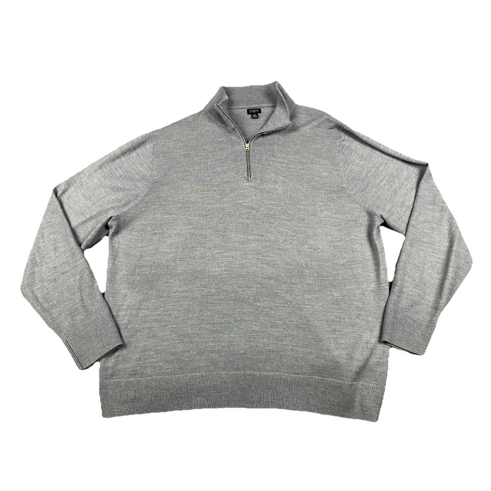 J. Crew Men's Merino Wool-Blend 1/4 Zip Sweater Long Sleeve Lt Blue Sz XXL